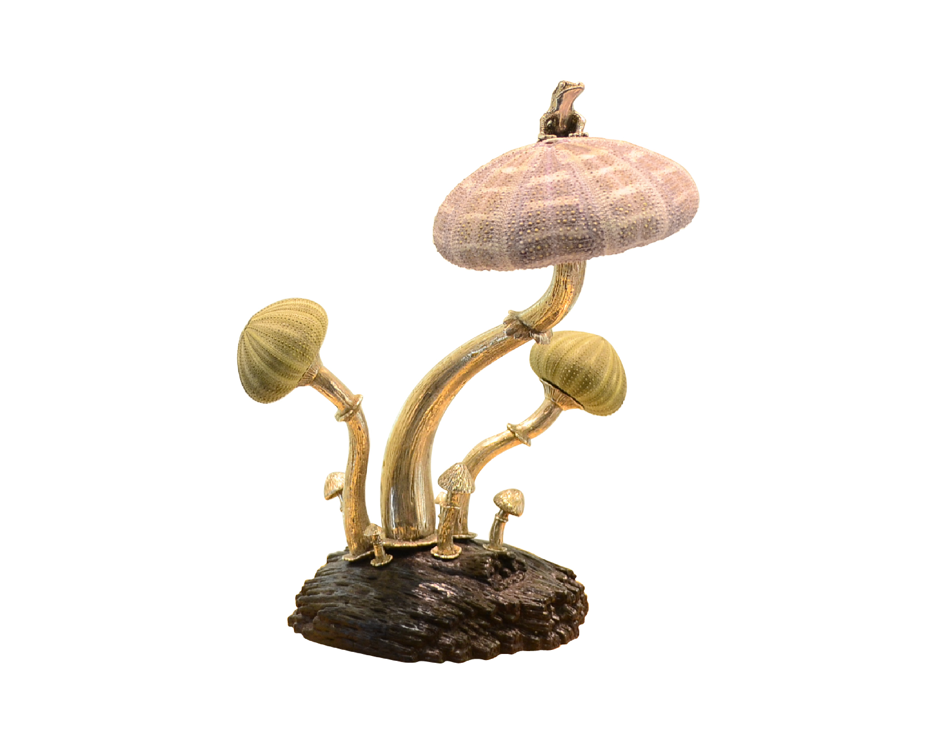 Mushroom lamp with frog accent